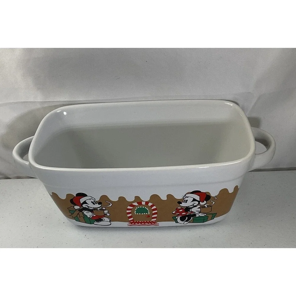 Disney Mickey & Minnie Gingerbread Christmas Loaf Bread Pan 11.5 X 5 X 4